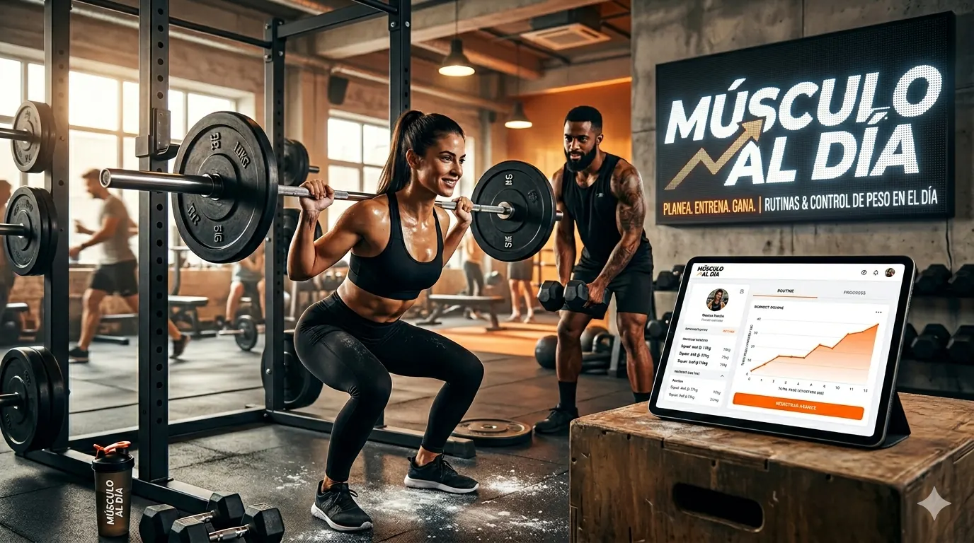 Atletas entrenando fuerza en un gimnasio